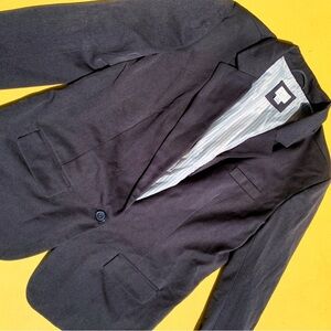 A NEW DAY classic black blazer jacket women's size 18 one button polyester blend